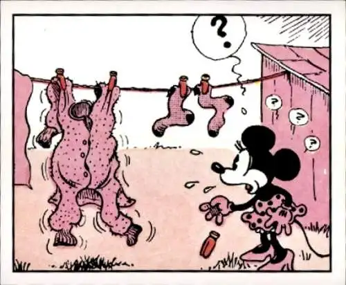 Sammelbild Disney Mickey Nr. 31 Minnie Maus, Wäscheleine