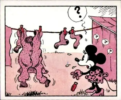 Sammelbild Disney Mickey Nr. 31 Minnie Maus, Wäscheleine