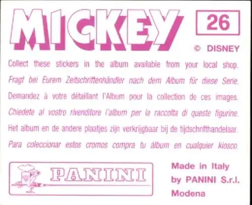 Sammelbild Disney Mickey Nr. 26 Micky Maus, Pluto, Luftballon
