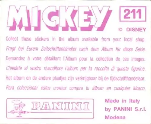 Sammelbild Disney Mickey Nr. 211 Micky Maus, Koffer