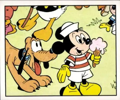 Sammelbild Disney Mickey Nr. 208 Micky Maus, Pluto, Eis