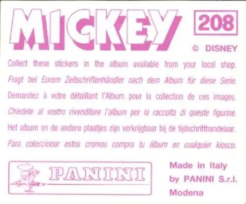 Sammelbild Disney Mickey Nr. 208 Micky Maus, Pluto, Eis