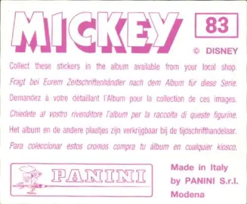 Sammelbild Disney Mickey Nr. 83 Minnie Maus