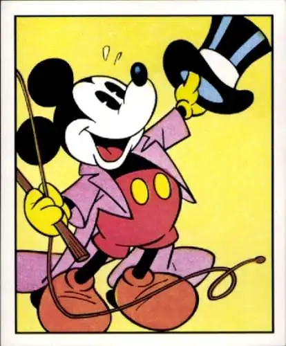 Sammelbild Disney Mickey Nr. 19 Micky Maus, Zylinder, Peitsche