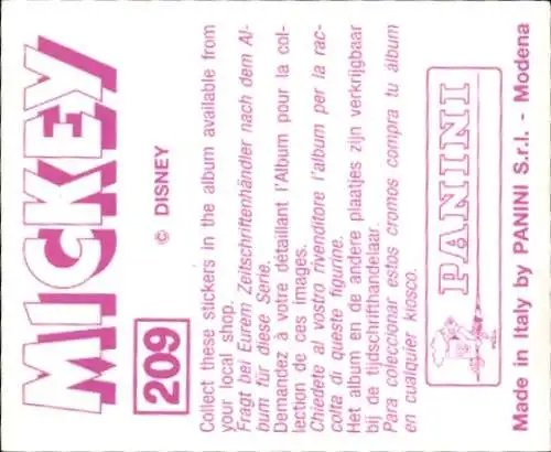 Sammelbild Disney Mickey Nr. 209 Mädchen