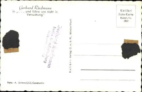 Ak Schauspieler Gerhard Riedmann, Portrait, Autogramm, und führe uns nicht in Versuchung