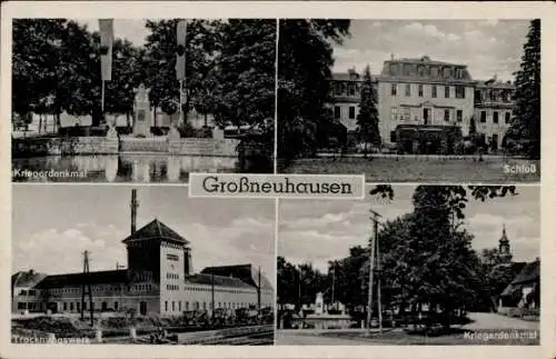 Ak Großneuhausen in Thüringen, Kriegerdenkmal, Schloss, Trocknungswerk