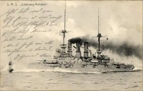 Ak Deutsches Kriegsschiff, SMS Schleswig Holstein, Kaiserliche Marine