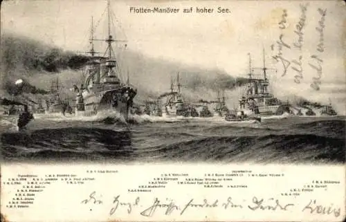 Ak Deutsche Kriegsschiffe, Flottenmanöver auf hoher See, Kaiserliche Marine