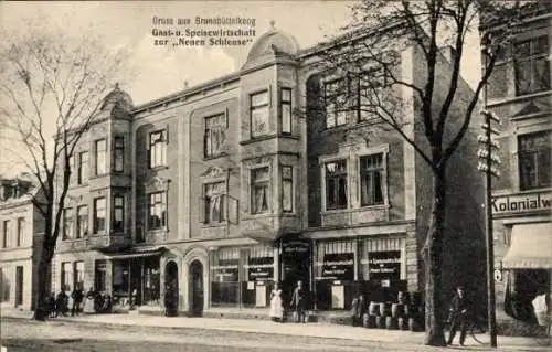 Ak Brunsbüttelkoog Brunsbüttel in Dithmarschen, Gastwirtschaft Zur Neuen Schleuse, Geschäfte
