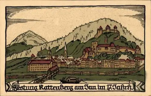Steindruck Ak Rattenberg am Inn Tirol, Festung im 17. Jahrhundert