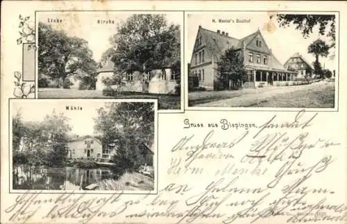 Ak Bispingen in der Lüneburger Heide, Linde, Kirche, Gasthof H. Menke, Mühle