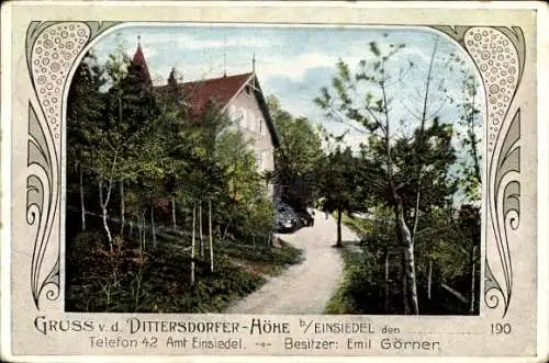 Passepartout Ak Dittersdorf Amtsberg im Erzgebirge, Dittersdorfer Höhe, Gasthaus Emil Görner