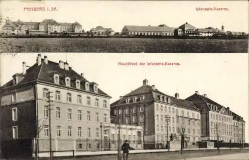 Ak Freiberg in Sachsen, Infanterie-Kaserne, Hauptfront