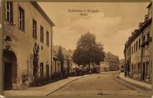 Ak Schlettau im Erzgebirge, Markt