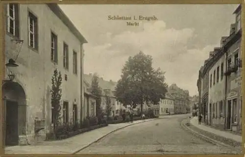 Ak Schlettau im Erzgebirge, Markt