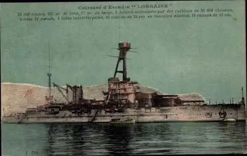 Ak Französisches Kriegsschiff, Lorraine, Cuirasse d'Escadre