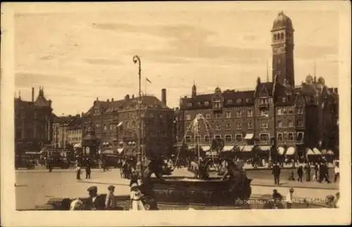 Ak København Kopenhagen Dänemark, Rathaus, Platz
