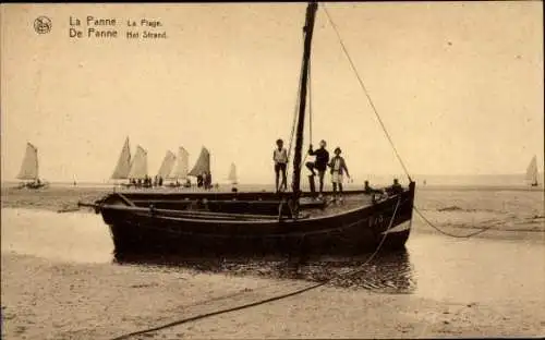 Ak La Panne De Panne Westflandern, Strand, Boot