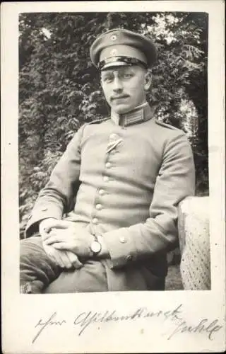 Foto Ak Deutscher Soldat in Uniform mit Zwicker, Portrait