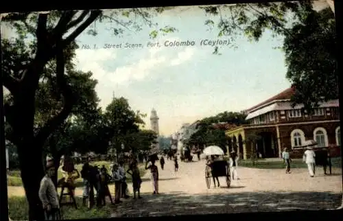Ak Colombo Ceylon Sri Lanka, Straßenszene, Fort