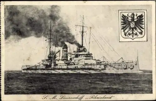 Ak Deutsches Kriegsschiff, SMS Rheinland, Linienschiff, Kaiserliche Marine