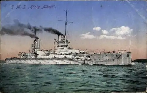 Ak Deutsches Kriegsschiff, SMS König Albert, Großlinienschiff, Kaiserliche Marine