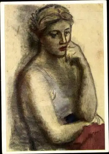 Künstler Ak Pieper, Josef, Sitzendes Mädchen, Portrait, Künstler-Hilfswerk 1937
