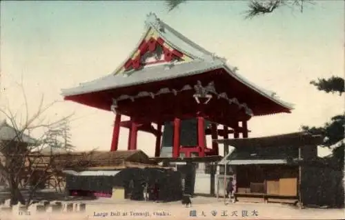 Ak Osaka Präfektur Osaka Japan, Große Glocke im Tempel Tennoji