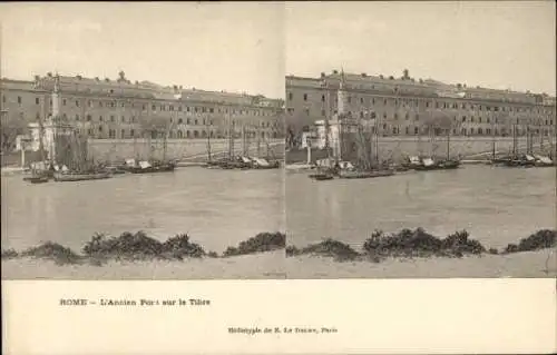 Stereo Ak Roma Rom Lazio, L'Ancien Port sur le Tibre