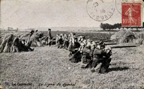 Ak Französische Soldaten in der Schützenlinie