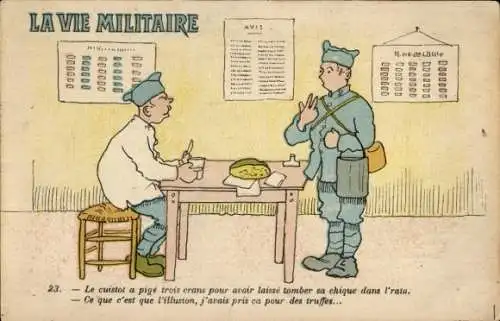 Ak Frankreich, Soldatenleben, Soldat beim Essen
