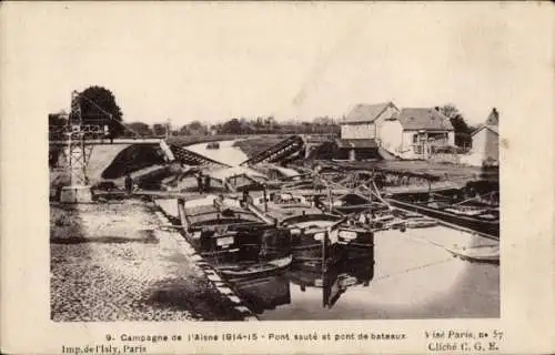 Ak-Aisne-Kampagne 1914-1915, Sprungbrücke, Bootsbrücke