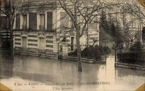 Ak Paris, Überschwemmung Januar 1910, Villa Inondee