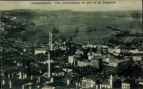 Ak Konstantinopel Istanbul Türkei, Panorama, Hafen, Bosporus