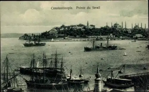 Ak Konstantinopel Istanbul Türkei, Teilansicht, Serail, Schiffe