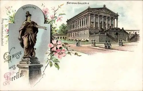 Litho Berlin Mitte, Nationalgalerie, Statue Berolina