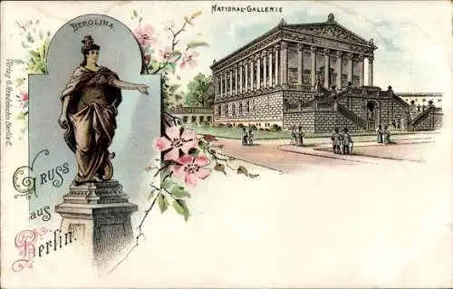 Litho Berlin Mitte, Nationalgalerie, Statue Berolina