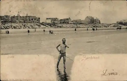 Ak Zandvoort Nordholland Niederlande, Junger Mann am Strand