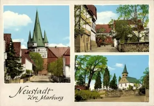 Ak Neustadt in Hessen, Kirche, Fachwerkhaus