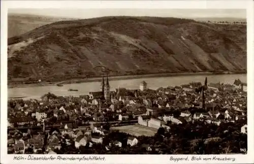 Ak Boppard am Rhein, Blick vom Kreuzberg, Köln-Düsseldorfer Rheindampfschifffahrt