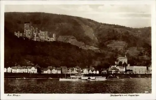 Ak Capellen Kapellen Stolzenfels Koblenz am Rhein, Schloss Stolzenfels, Dampfer