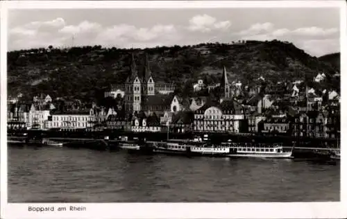 Ak Boppard am Rhein, Blick über den Rhein, Dampfer