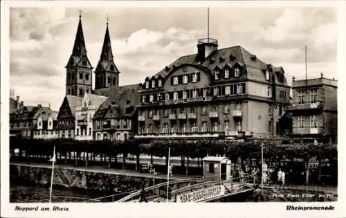 Ak Boppard am Rhein, Rheinpromenade, Hotel Bellevue, Dampferanlegestelle