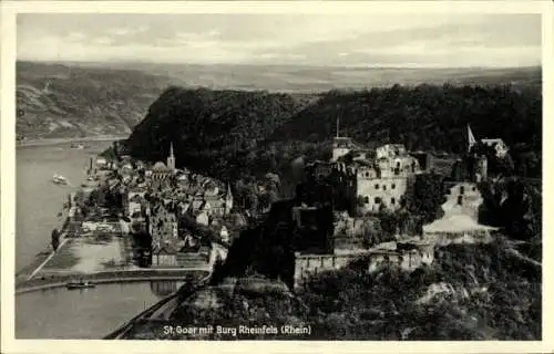 Ak St. Goar am Rhein, Blick auf den Ort, Burg Rheinfels