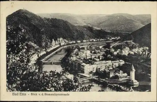 Ak Bad Ems an der Lahn, Blick von der Bismarckpromenade