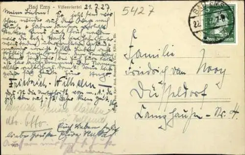 Ak Bad Ems an der Lahn, Teilansicht, Villenviertel