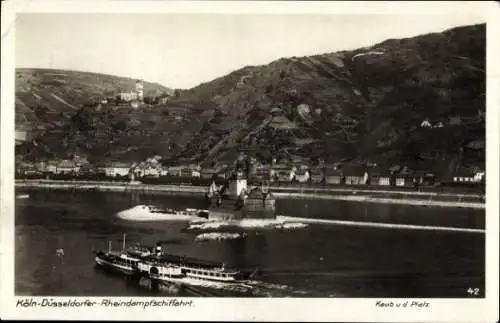 Ak Caub Kaub am Rhein, Burg Pfalzgrafenstein, Pfalz, Köln-Düsseldorfer Rheindampfschifffahrt