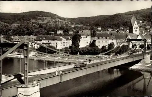 Ak Nassau an der Lahn, Teilansicht, Brücke, Kirche