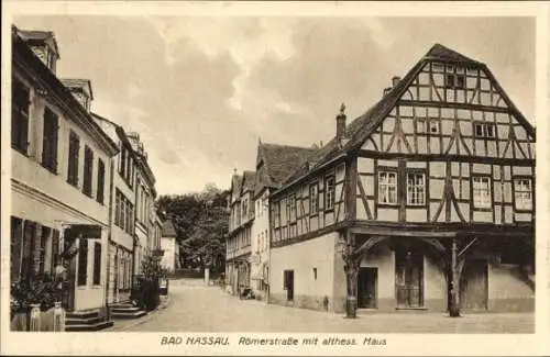 Ak Nassau an der Lahn, Römerstraße, Althessisches Haus